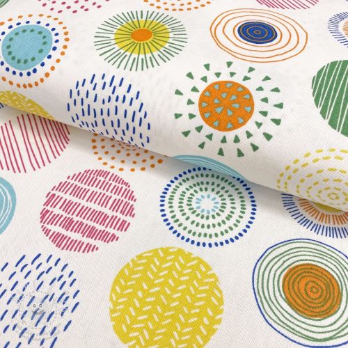 Dekorační látka premium Hand drawn circles multicolour