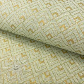 Dekorační látka Linenlook Art deco cubes mint metallic premium