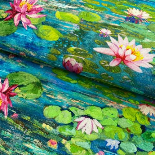 Dekorační látka premium Impressive water lilly digital print