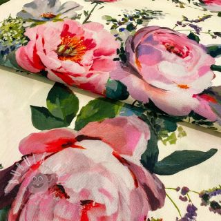 Dekorační látka Roses delicate painting cream digital print