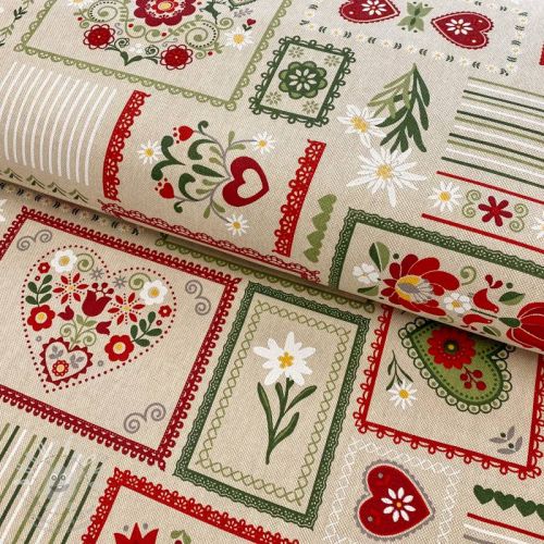 Levně Dekorační látka Linenlook Edelweiss patchwork