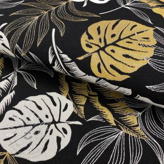 Dekorační látka jacquard Botanic leaf metallic deluxe