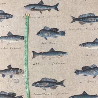 Dekorační látka Linenlook Fish vintage