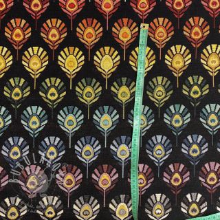 Dekorační látka GOBELIN PREMIUM Peacock Feather Bow black