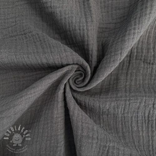 Levně Dvojitá gázovina/mušelín dark grey ORGANIC