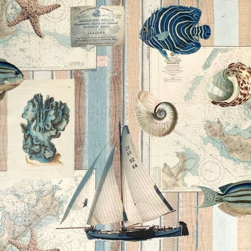 Dekorační látka Sailing vintage map digital print