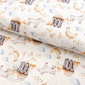 Bavlněná látka Snoozy fabrics Farm style Piggy digital print