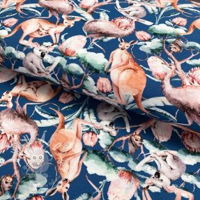Úplet GOTS Australia animals jeans digital print