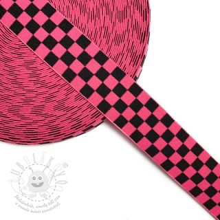 Guma hladká 4 cm Chequered jacquard fuchsia