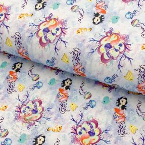 Úplet Snoozy fabrics Mermaids violet digital print