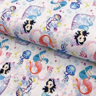 Úplet Snoozy fabrics Mermaids pink digital print