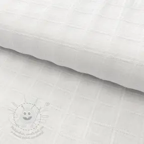 Bavlněná látka EMBROIDERY DOBBY Square white