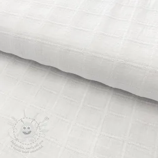 Bavlněná látka EMBROIDERY DOBBY Square white