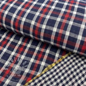 Dvojitá gázovina/mušelín Double sided Checks navy