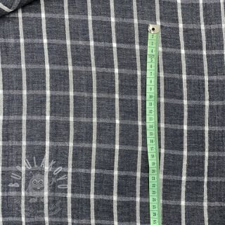 Dvojitá gázovina/mušelín Double sided Checks navy melange