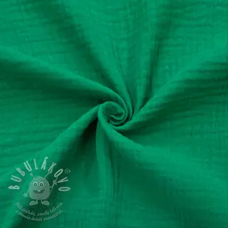 Dvojitá gázovina/mušelín hunter green ORGANIC
