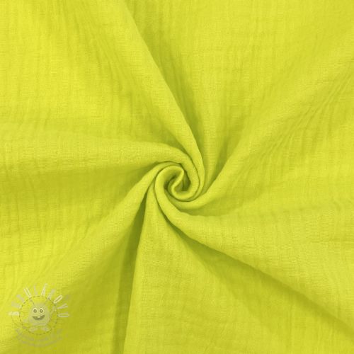 Levně Dvojitá gázovina/mušelín NEON YELLOW ORGANIC