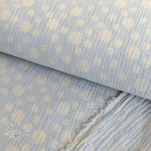 Levně Dvojitá gázovina/mušelín JACQUARD Dots light blue