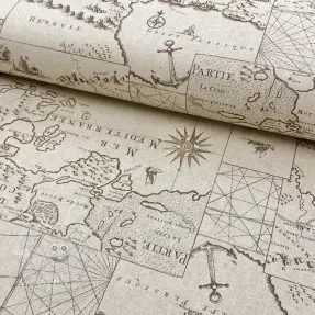 Dekorační látka Linenlook Map mediterranean sea