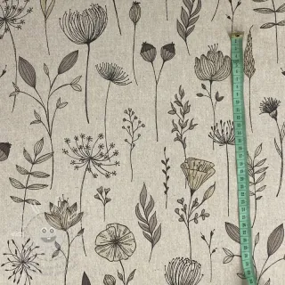 Dekorační látka Linenlook Handdrawn flowers