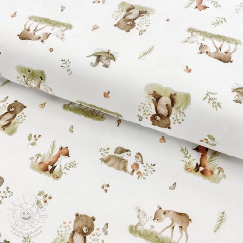 Levně Úplet Sweet forest ANIMALS white digital print