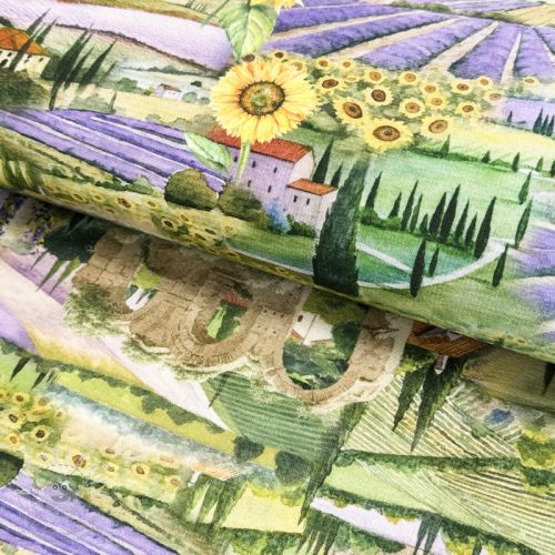 Dekorační látka Provence lavender scene digital print