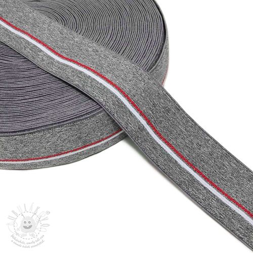 Levně Guma hladká 4 cm RED STRIPE dark grey