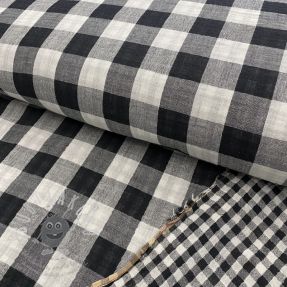 Dvojitá gázovina/mušelín Double sided CHECKS MINI black