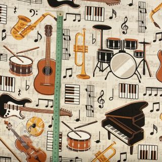 Dekorační látka premium Music instrument