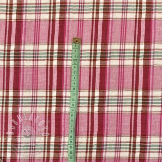 Dvojitá gázovina/mušelín Double sided CHECKS pink