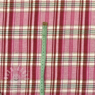 Dvojitá gázovina/mušelín Double sided CHECKS pink