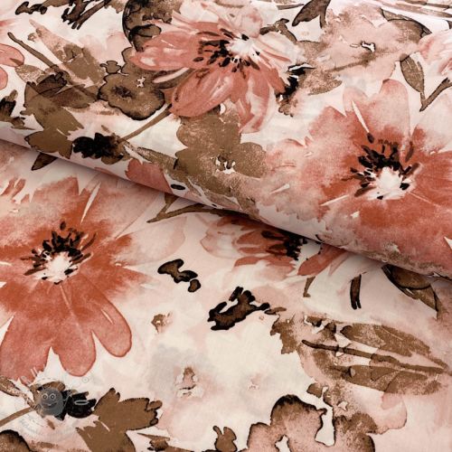 Viskóza RADIANCE Watercolor flowers coral