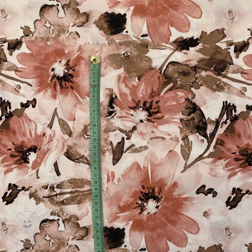 Viskóza RADIANCE Watercolor flowers coral