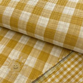 Dvojitá gázovina/mušelín Double sided CHECKS MINI ochre