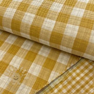 Dvojitá gázovina/mušelín Double sided CHECKS MINI ochre