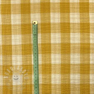 Dvojitá gázovina/mušelín Double sided CHECKS MINI ochre