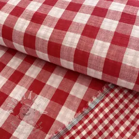 Dvojitá gázovina/mušelín Double sided CHECKS MINI red