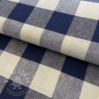 Viskóza se lnem YARN DYED CHECK navy