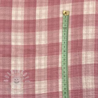 Dvojitá gázovina/mušelín Double sided CHECKS MINI mauve