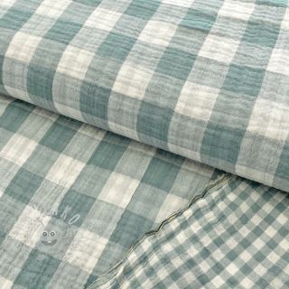 Dvojitá gázovina/mušelín Double sided CHECKS MINI green