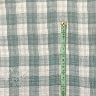 Dvojitá gázovina/mušelín Double sided CHECKS MINI green