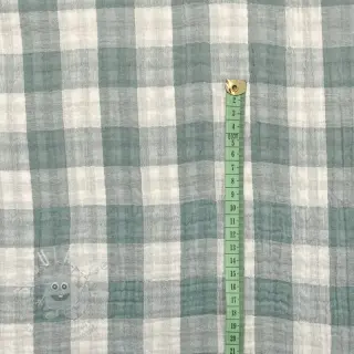 Dvojitá gázovina/mušelín Double sided CHECKS MINI green