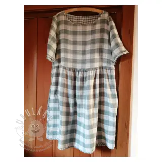 Dvojitá gázovina/mušelín Double sided CHECKS MINI green
