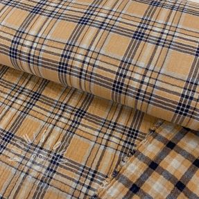 Dvojitá gázovina/mušelín Double sided CHECKS multicolour brown