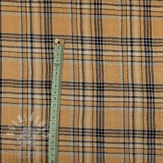 Dvojitá gázovina/mušelín Double sided CHECKS multicolour brown