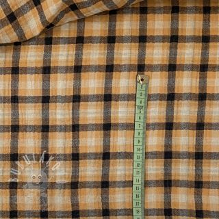 Dvojitá gázovina/mušelín Double sided CHECKS multicolour brown