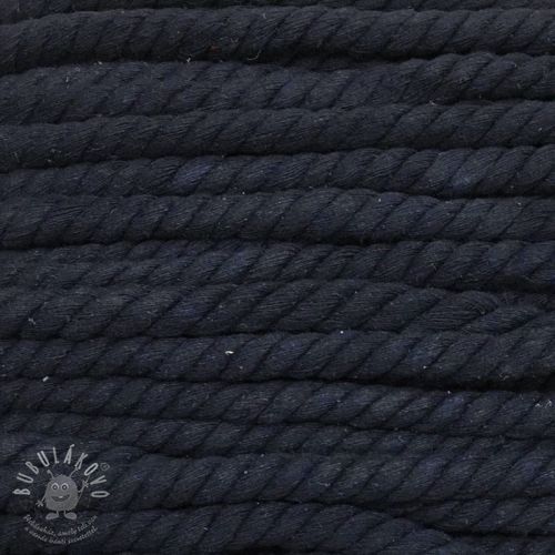 Bavlněná šňůra kroucená 12 mm modrá tmavá