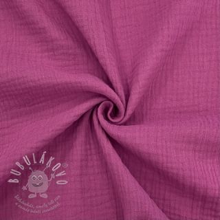 Dvojitá gázovina/mušelín cerise ORGANIC