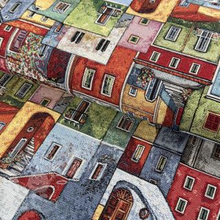 Dekorační látka GOBELIN PREMIUM Happy colourful village