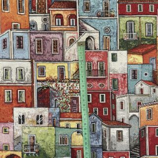 Dekorační látka GOBELIN PREMIUM Happy colourful village